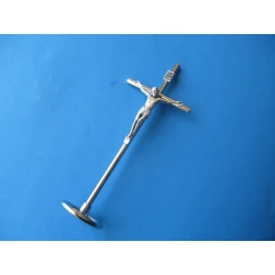Krzyż stojący metalowy niklowany  15,5 cm